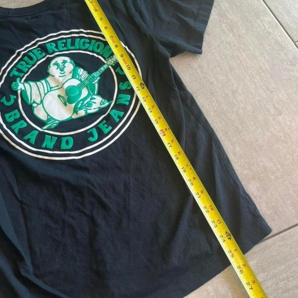 True‎ Religion black t-shirt with green logo